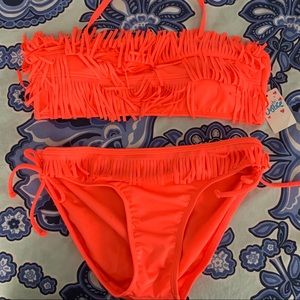Neon pink Two piece justice swim suit size 16